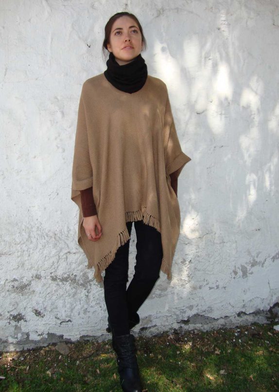 Poncho Baby Alpaca Camel