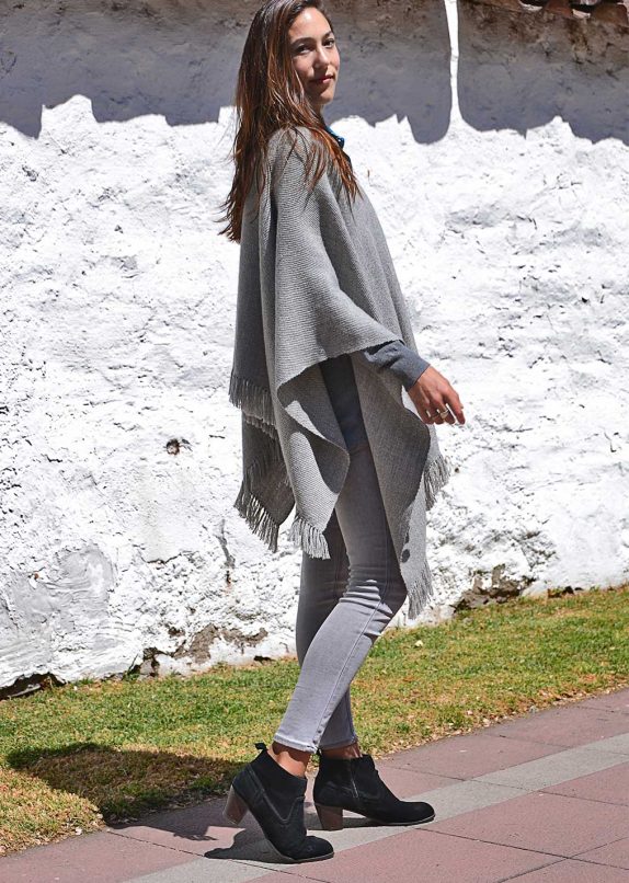 Poncho Baby Alpaca Gris Claro
