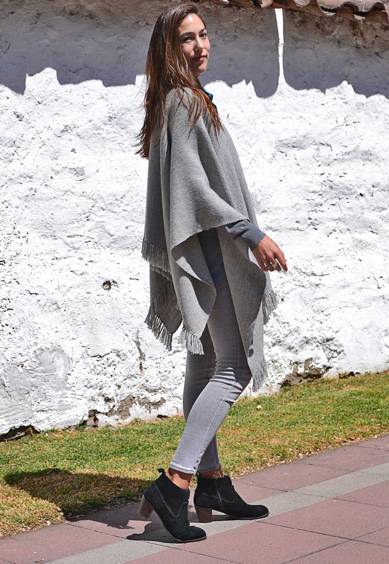 Poncho Baby Alpaca Gris Claro
